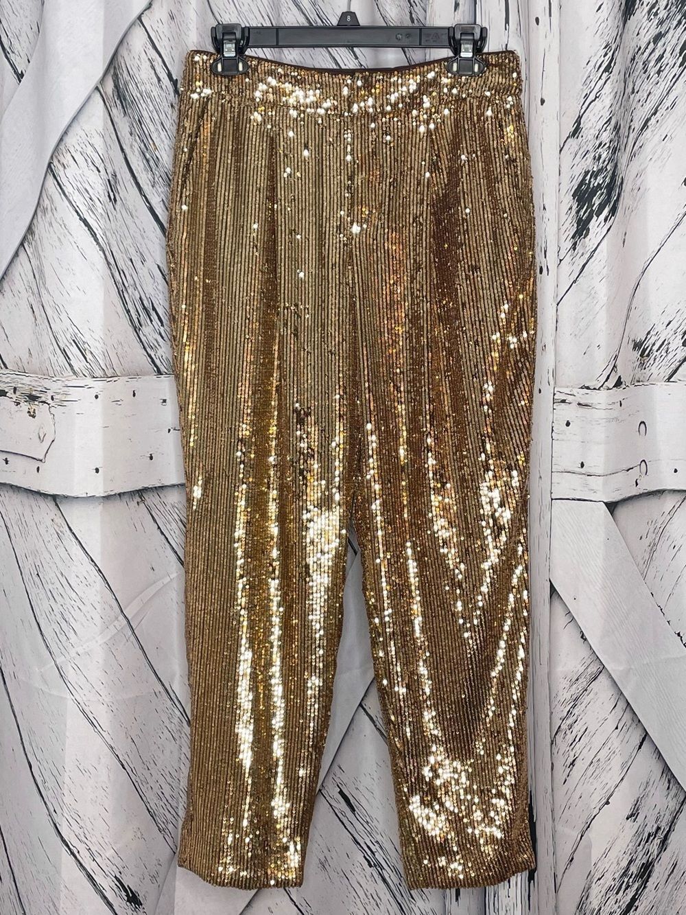 Banana Republic Gold Sequin Pleated Pants 6